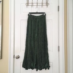 Boho Maxi Skirt - Embroidered, Satin and Mesh